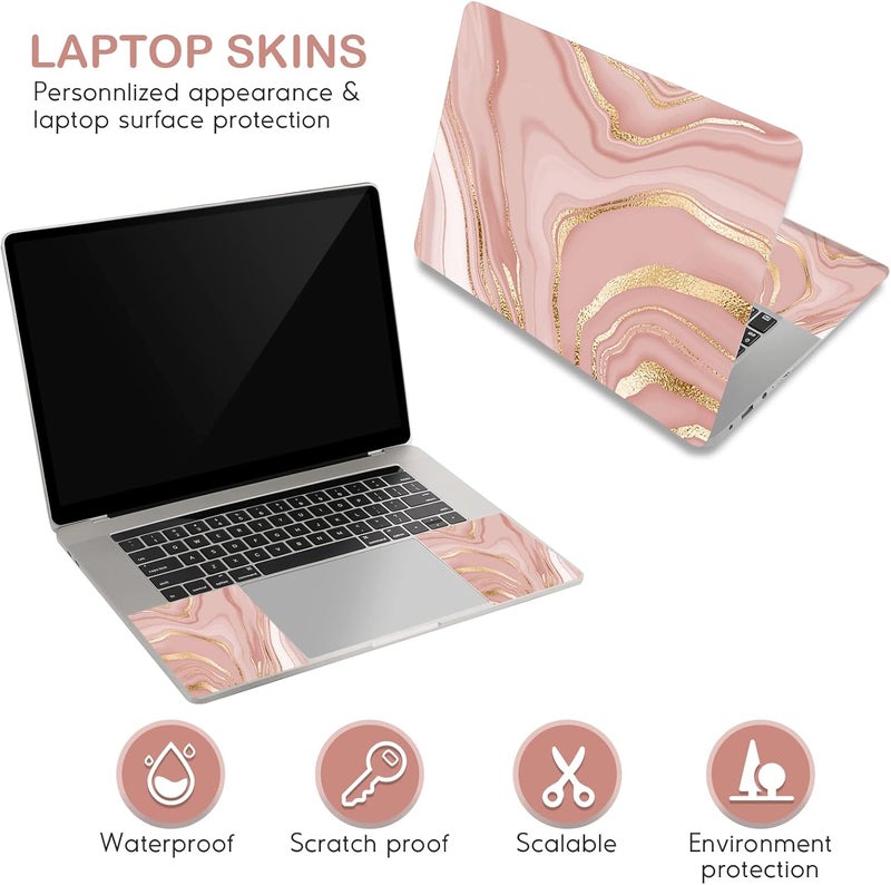 DINKY Laptop Skin Sticker Decal, 12" 13" 13.3" 14" 15" 15.4" 15.7 inch Laptop Universal Reusable Vinyl Skin Stickers Cover Art Decal Notebook PC Personalized Protector-Rose Gold Fluid - Image 3